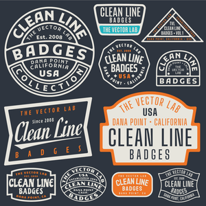 Distressed Badges Clean Line Logo Templates for Adobe Affinity Corel
