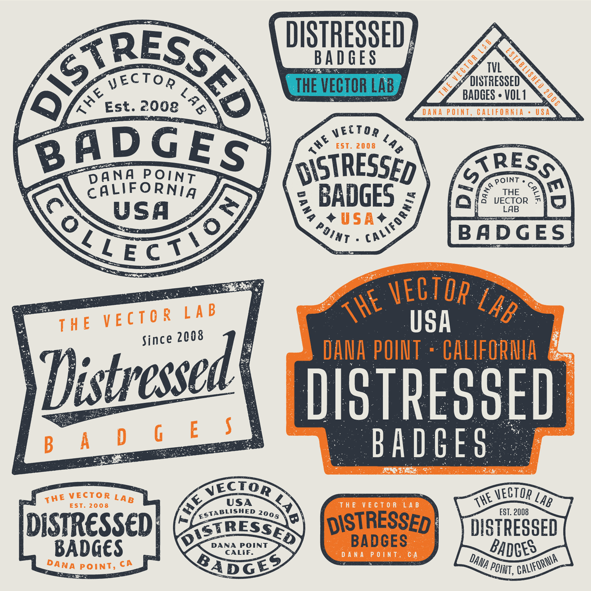 Distressed Badges Logo Templates for Adobe Affinity Corel