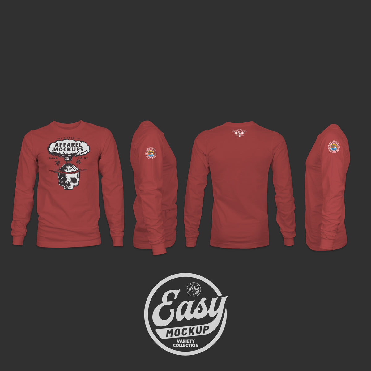 Easy Mockup - Long Sleeve T-Shirt Apparel Templates