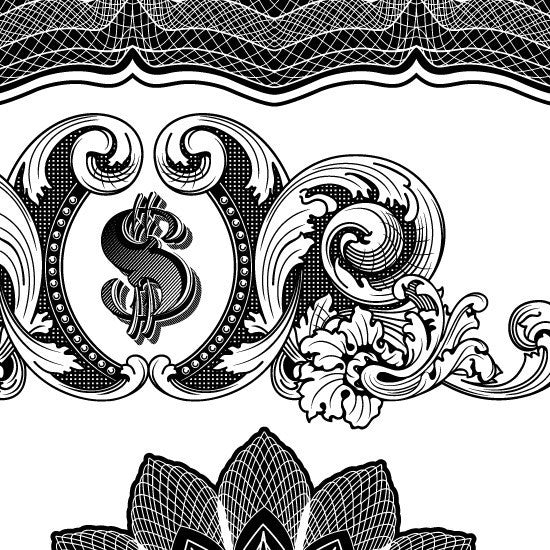 Engravings - vector banknote and currency ornament