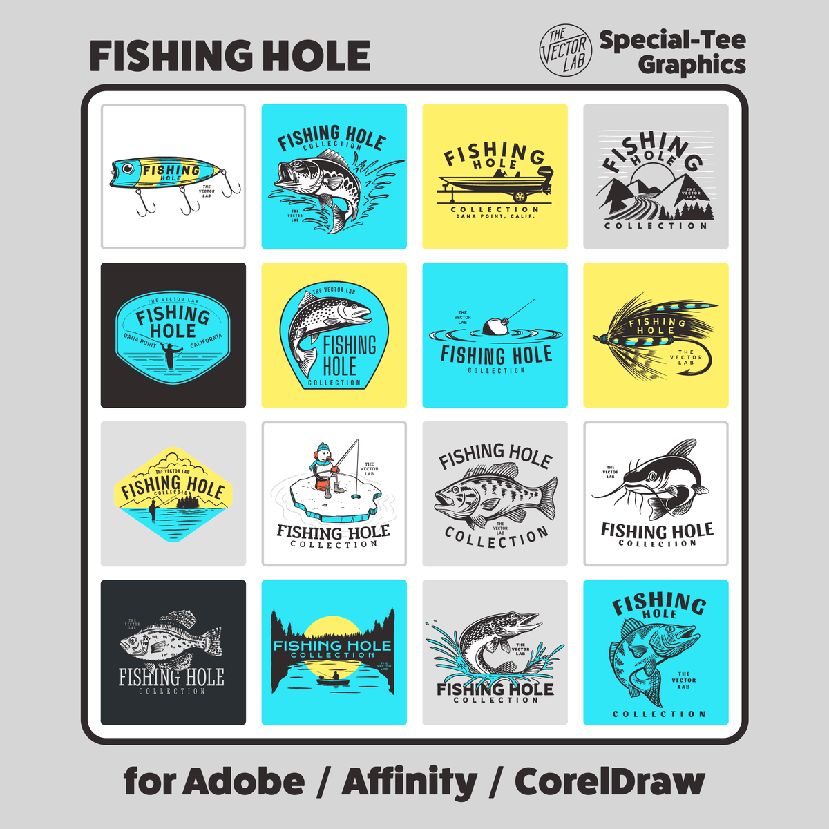 Fishing Hole Graphics for Adobe Affinity CorelDraw