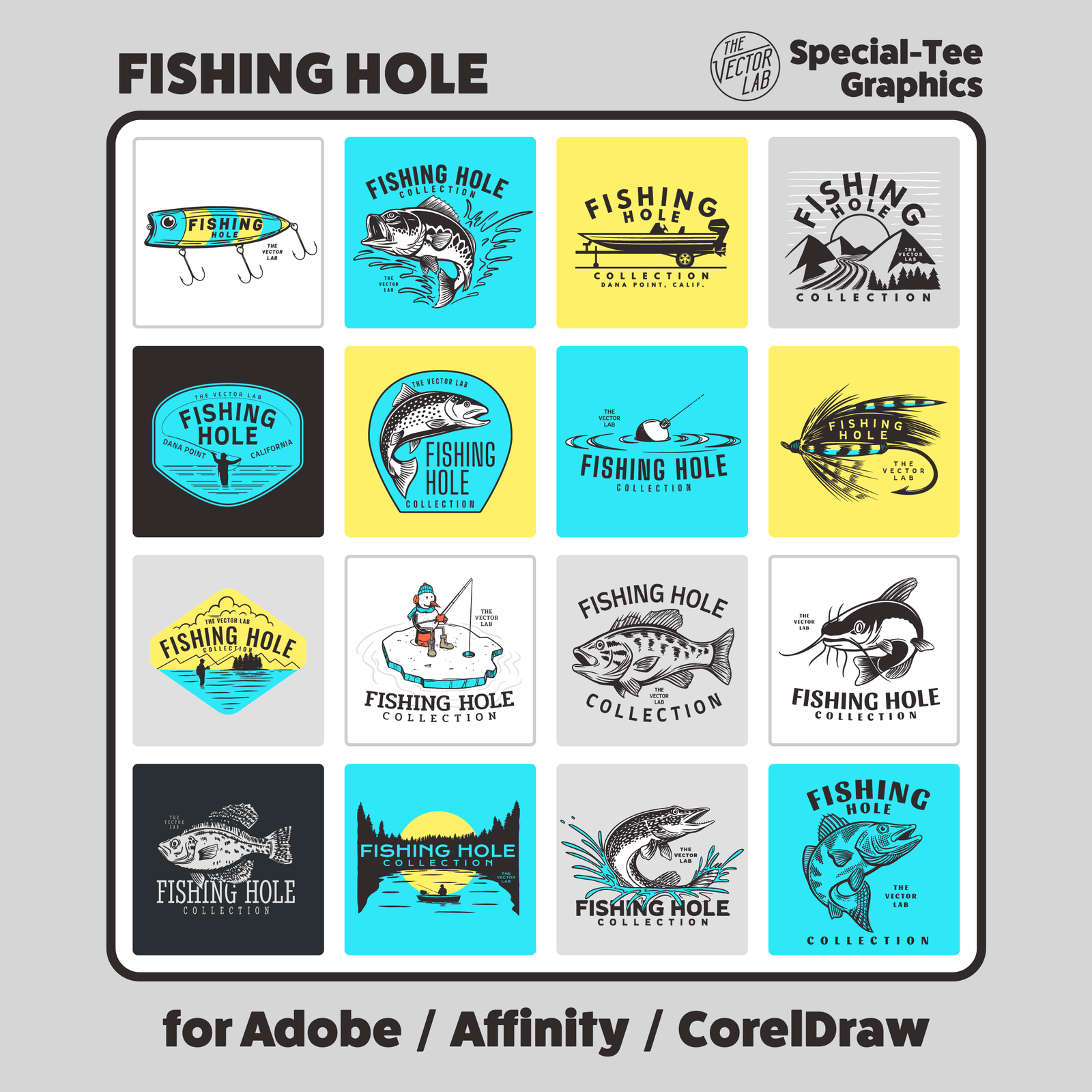 Fishing Hole Graphics for Adobe Affinity CorelDraw