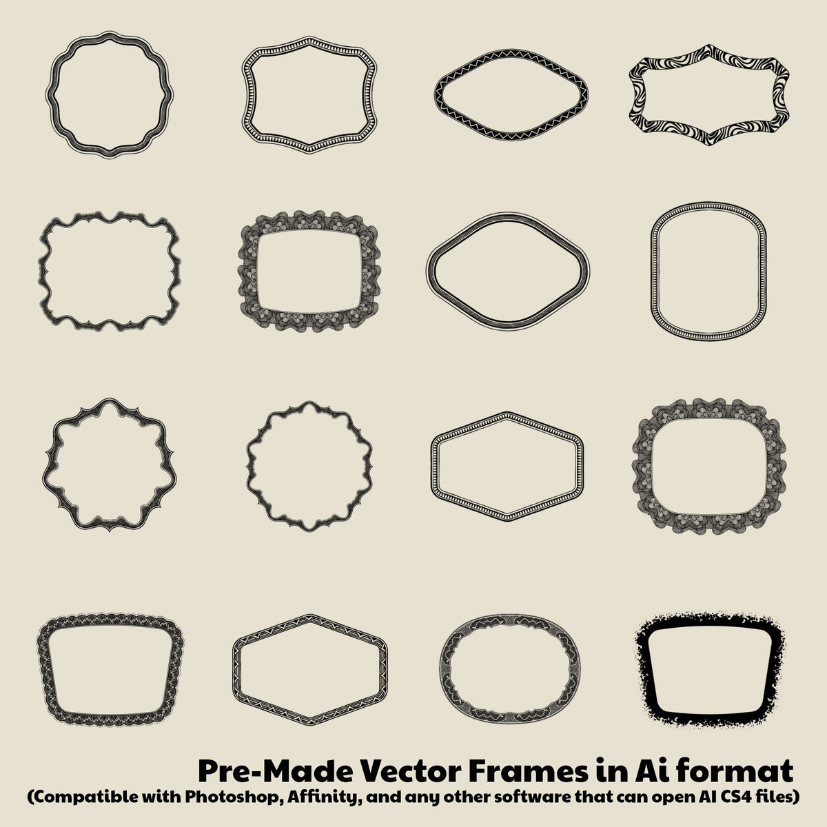 Flex Frames for Illustrator & Photoshop - Detailed Border Designs