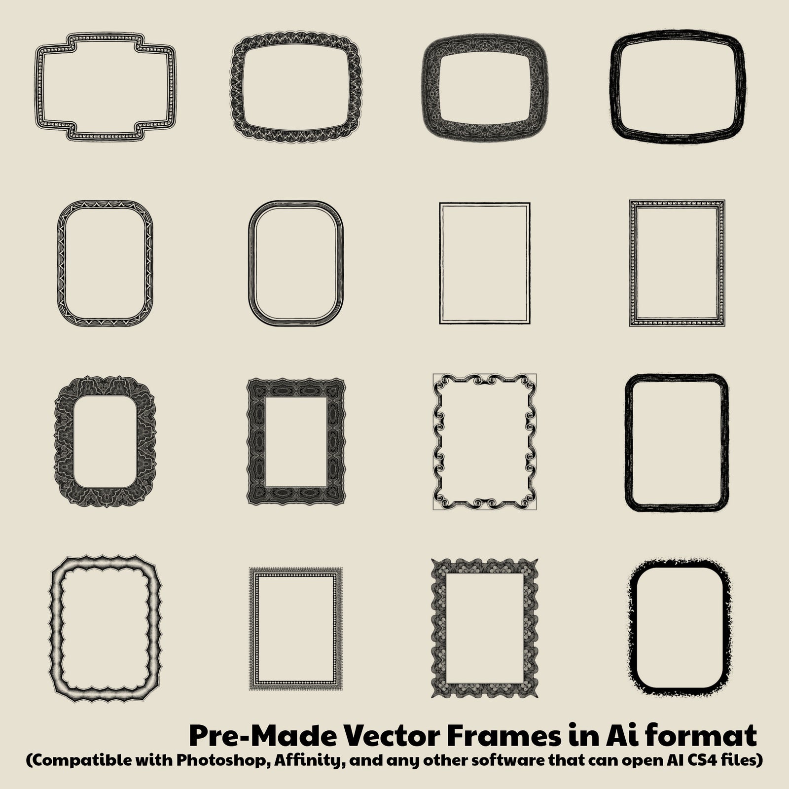 Flex Frames for Illustrator & Photoshop - Detailed Border Designs