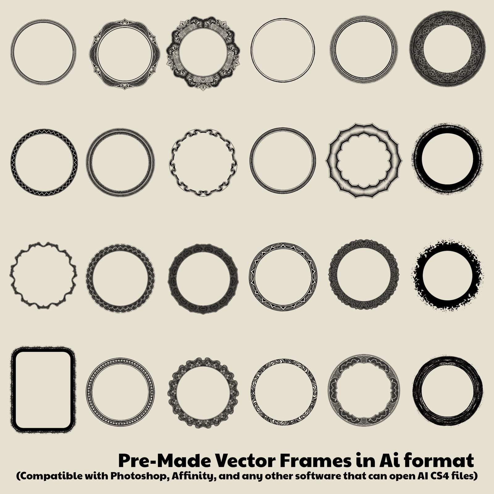 Flex Frames for Illustrator & Photoshop - Detailed Border Designs