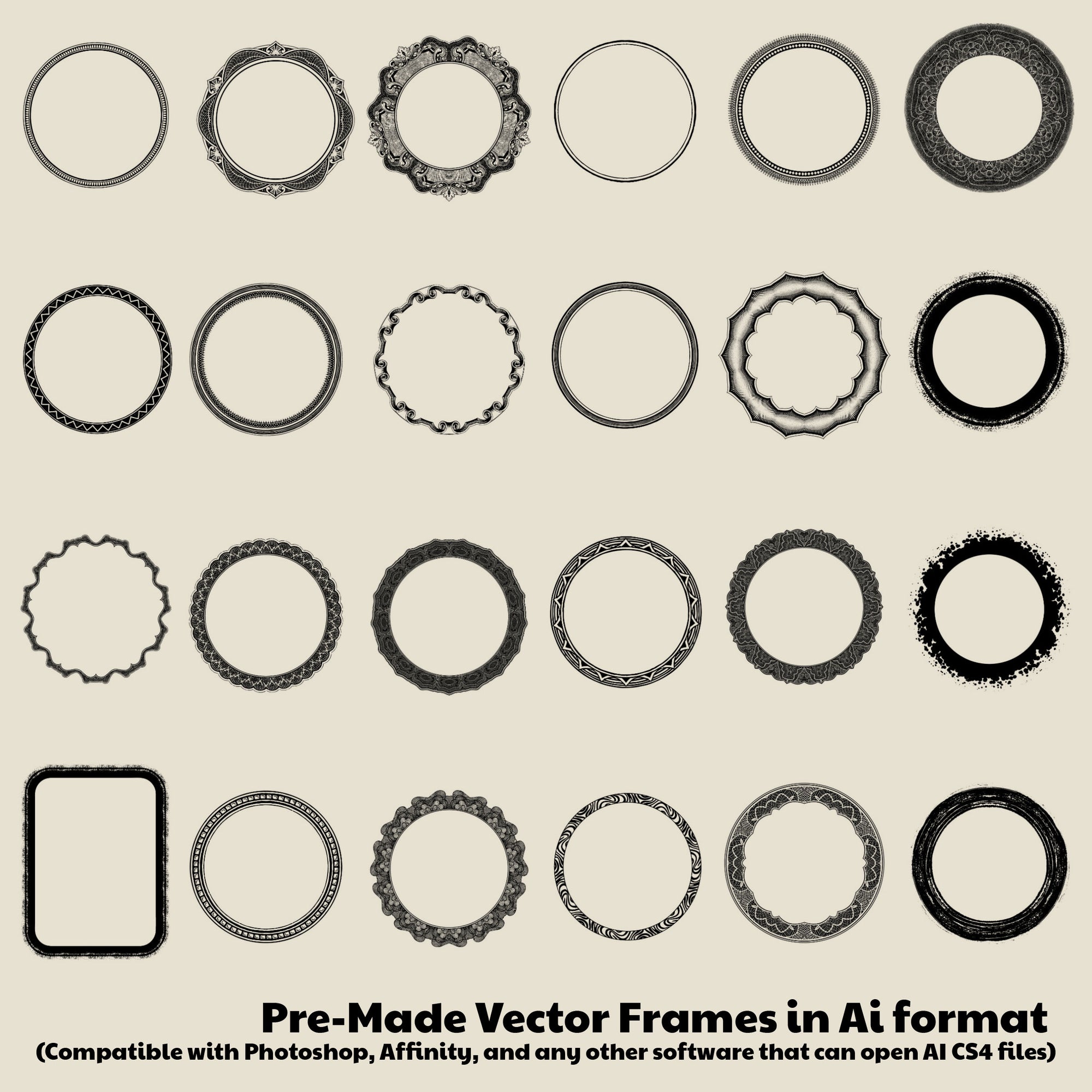 Flex Frames for Illustrator & Photoshop - Detailed Border Designs