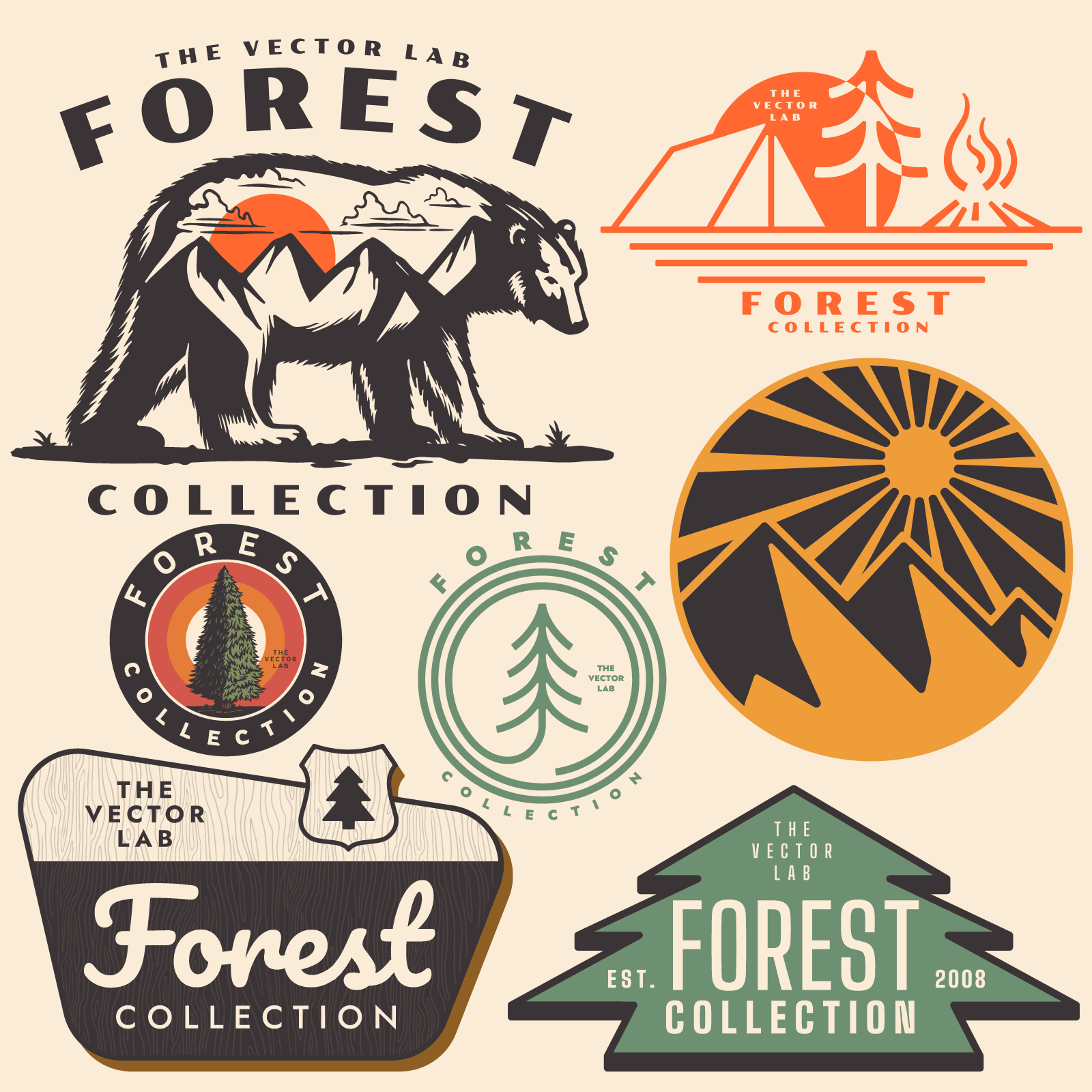 Forest Graphic Logo Templates - Outdoors Camping Hiking