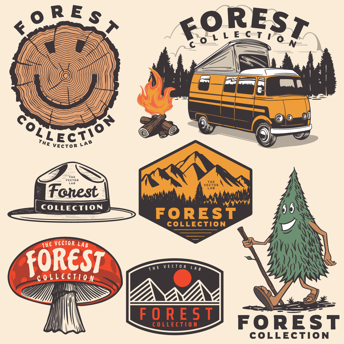 Forest Graphic Logo Templates - Outdoors Camping Hiking
