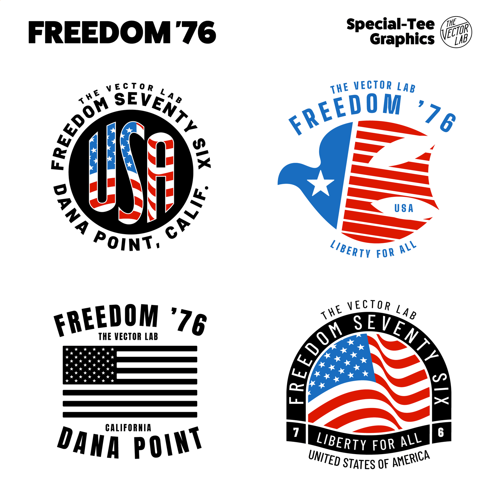 Freedom 76 USA graphic & logo templates for Adobe - Affinity - CorelDraw