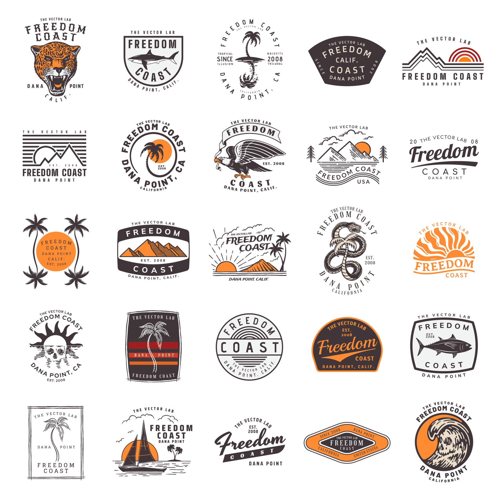 Freedom Coast Graphic Logo Templates for Adobe Affinity CorelDraw