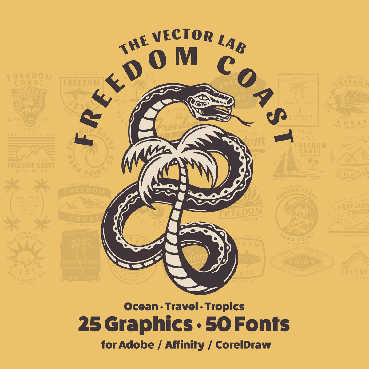 Freedom Coast Graphic Logo Templates for Adobe Affinity CorelDraw