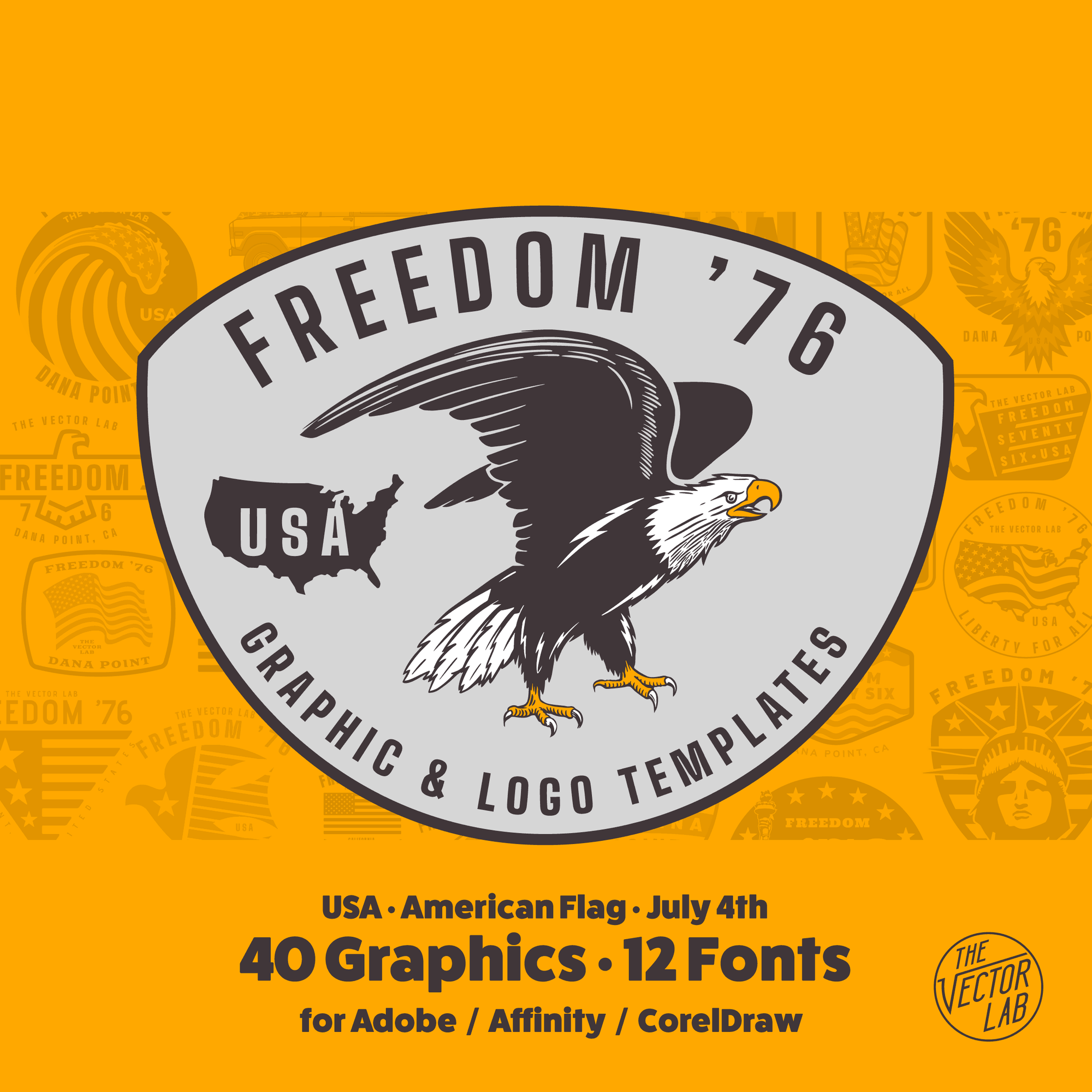 Freedom 76 USA graphic & logo templates for Adobe - Affinity - CorelDraw