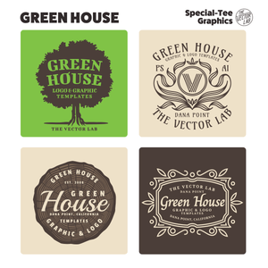 Green House Graphic Logo Templates for Adobe Affinity CorelDraw