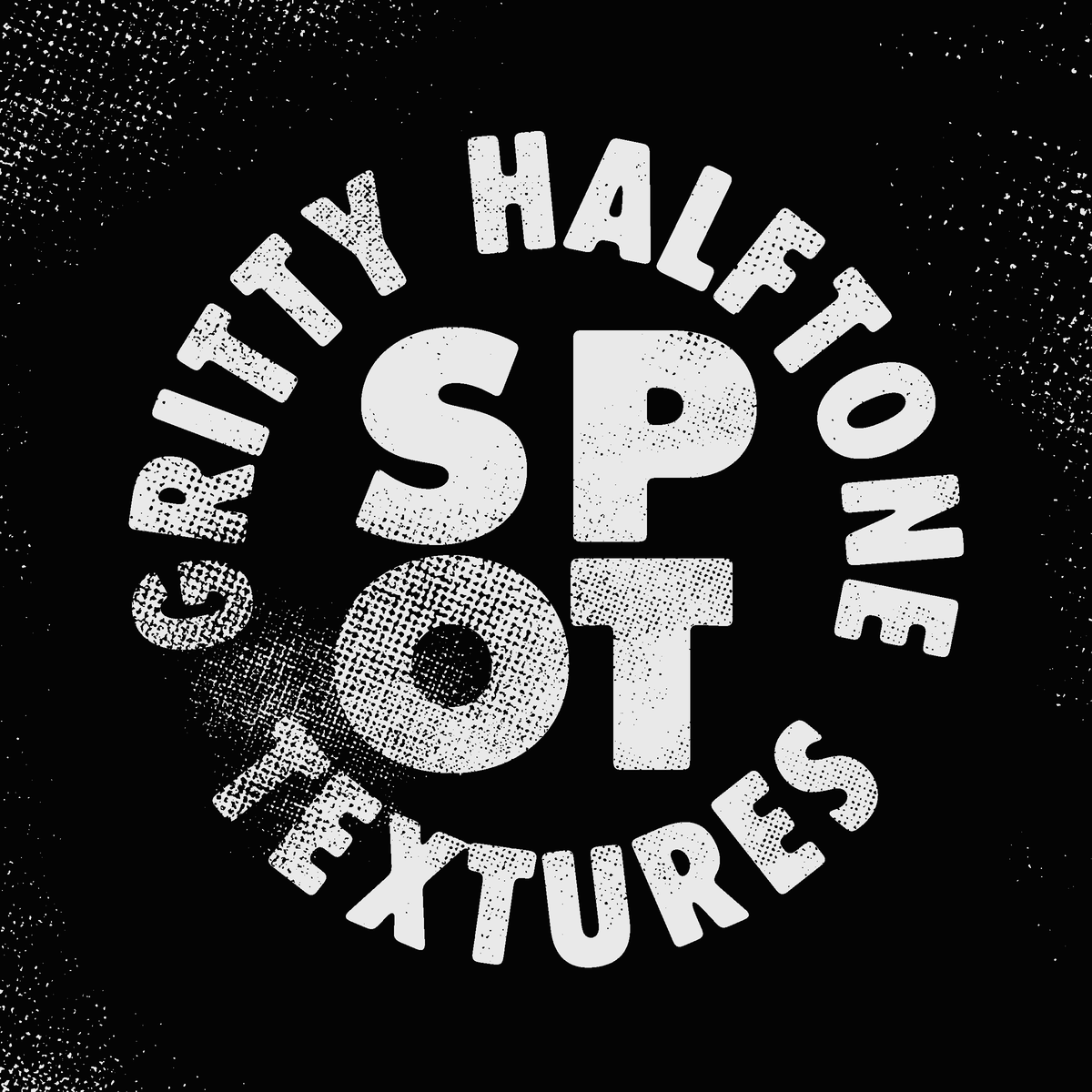 Gritty Halftone Spot Textures & Brushes - TheVectorLab