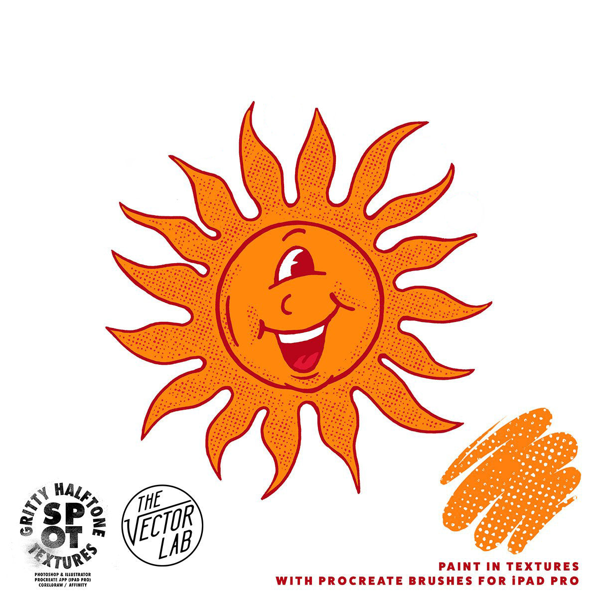 Gritty Halftone Spot Texture Brushes for Procreate App for iPad Pro