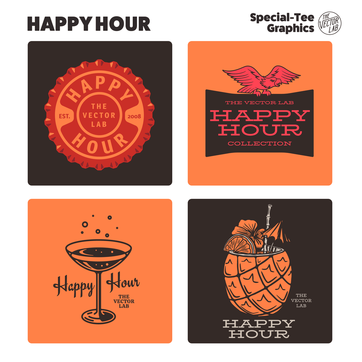 Happy Hour Graphic Logo Templates and Fonts