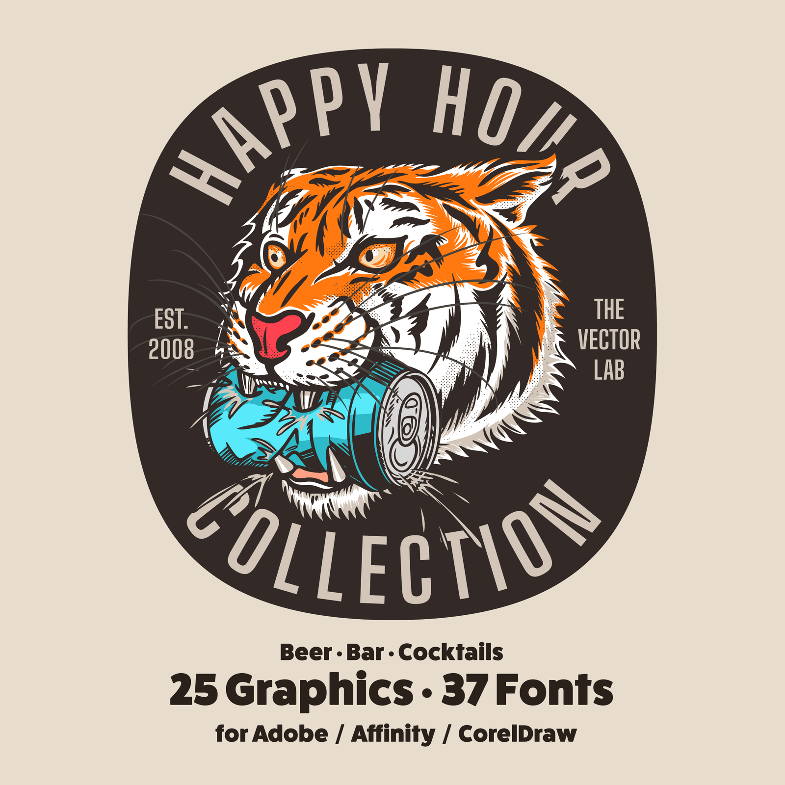 Happy Hour Graphic Logo Templates and Fonts