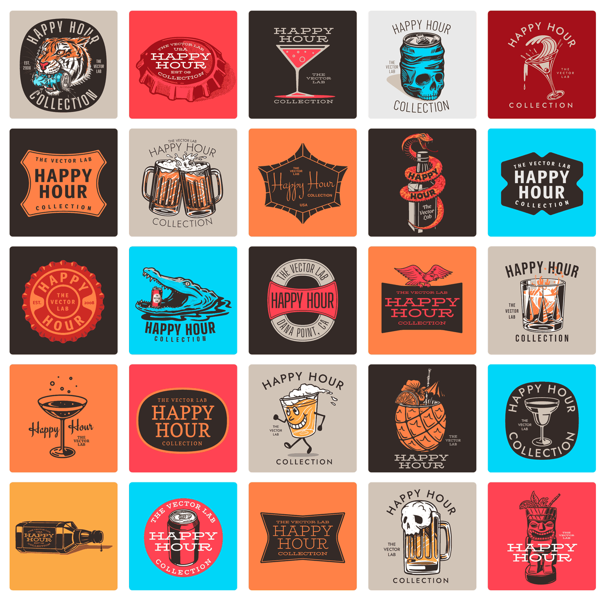 Happy Hour Graphic Logo Templates and Fonts