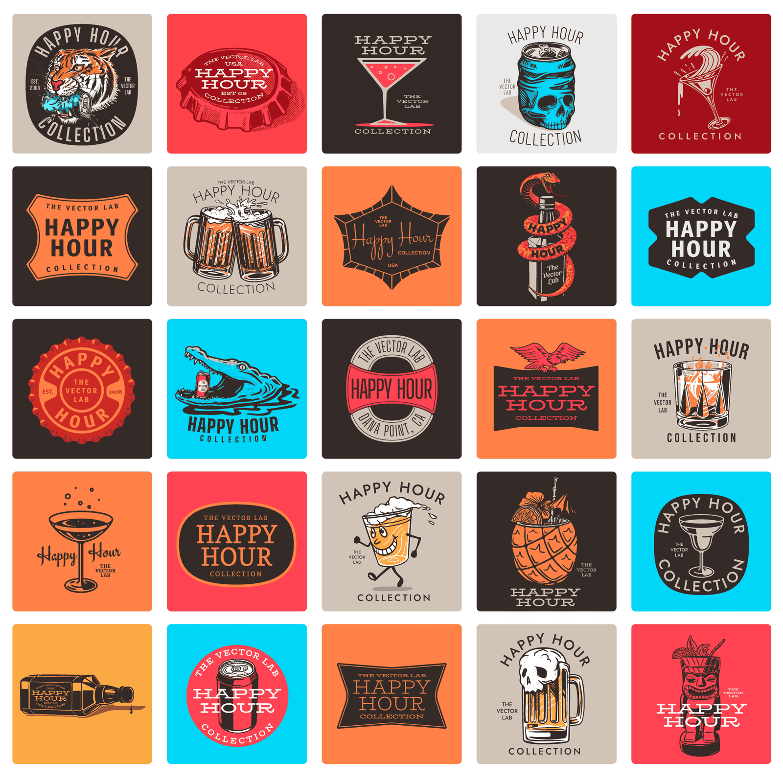 Happy Hour Graphic Logo Templates and Fonts