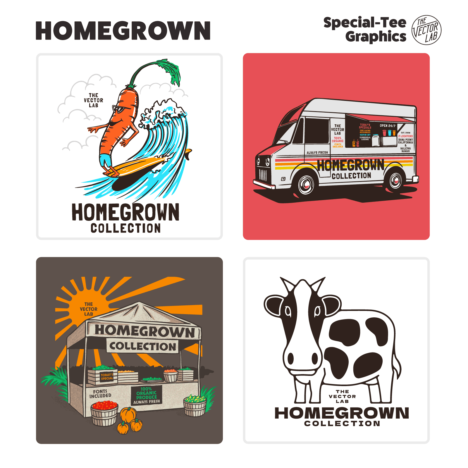 Homegrown farmer's market graphic logo templates