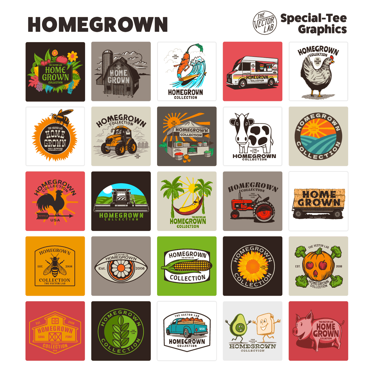 Homegrown farmer's market graphic logo templates