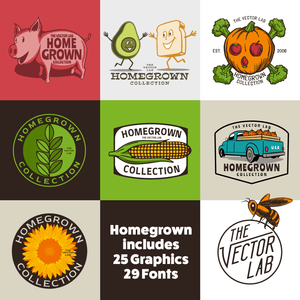 Homegrown farmer's market graphic logo templates