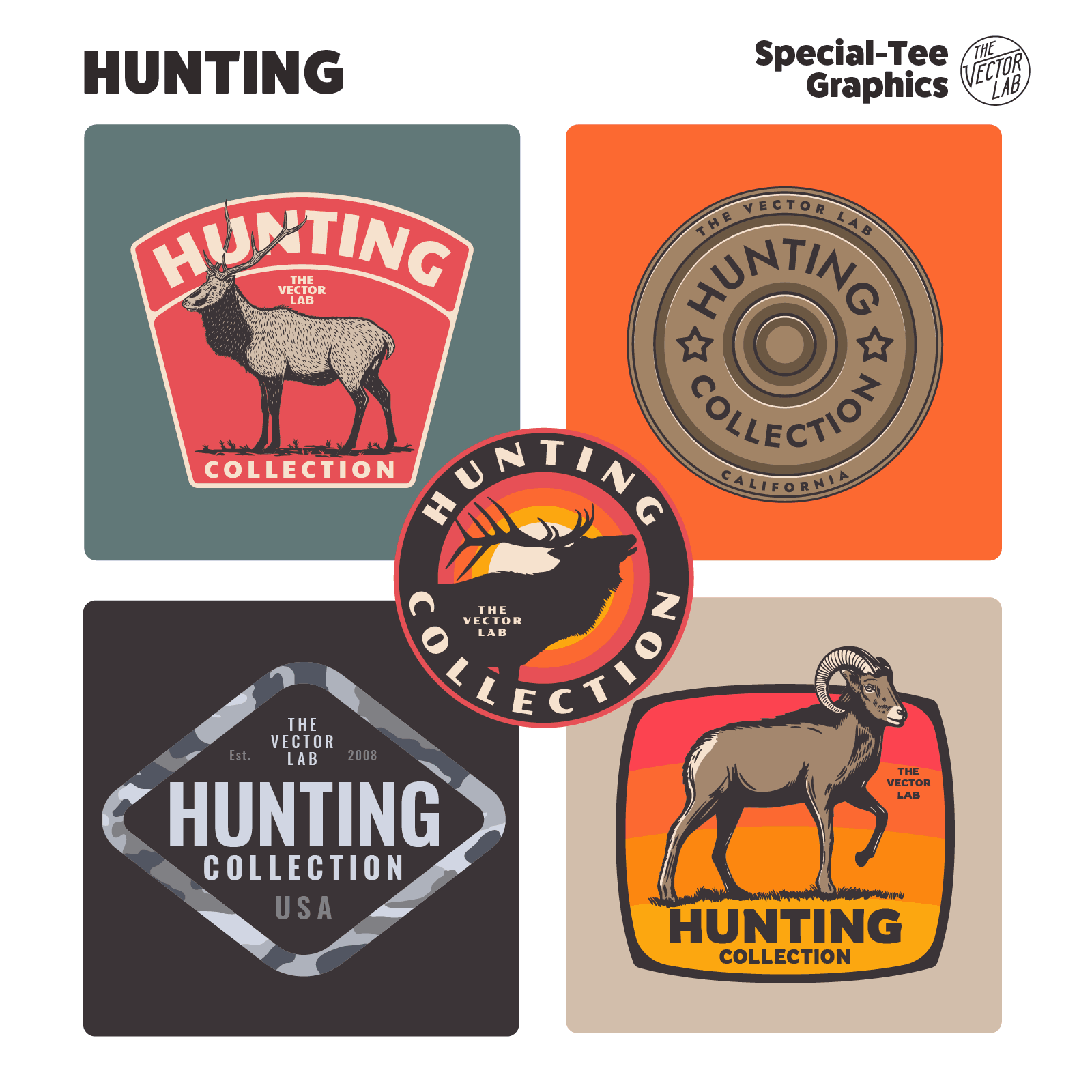 Hunting graphic logo templates for Adobe Affinity Corel