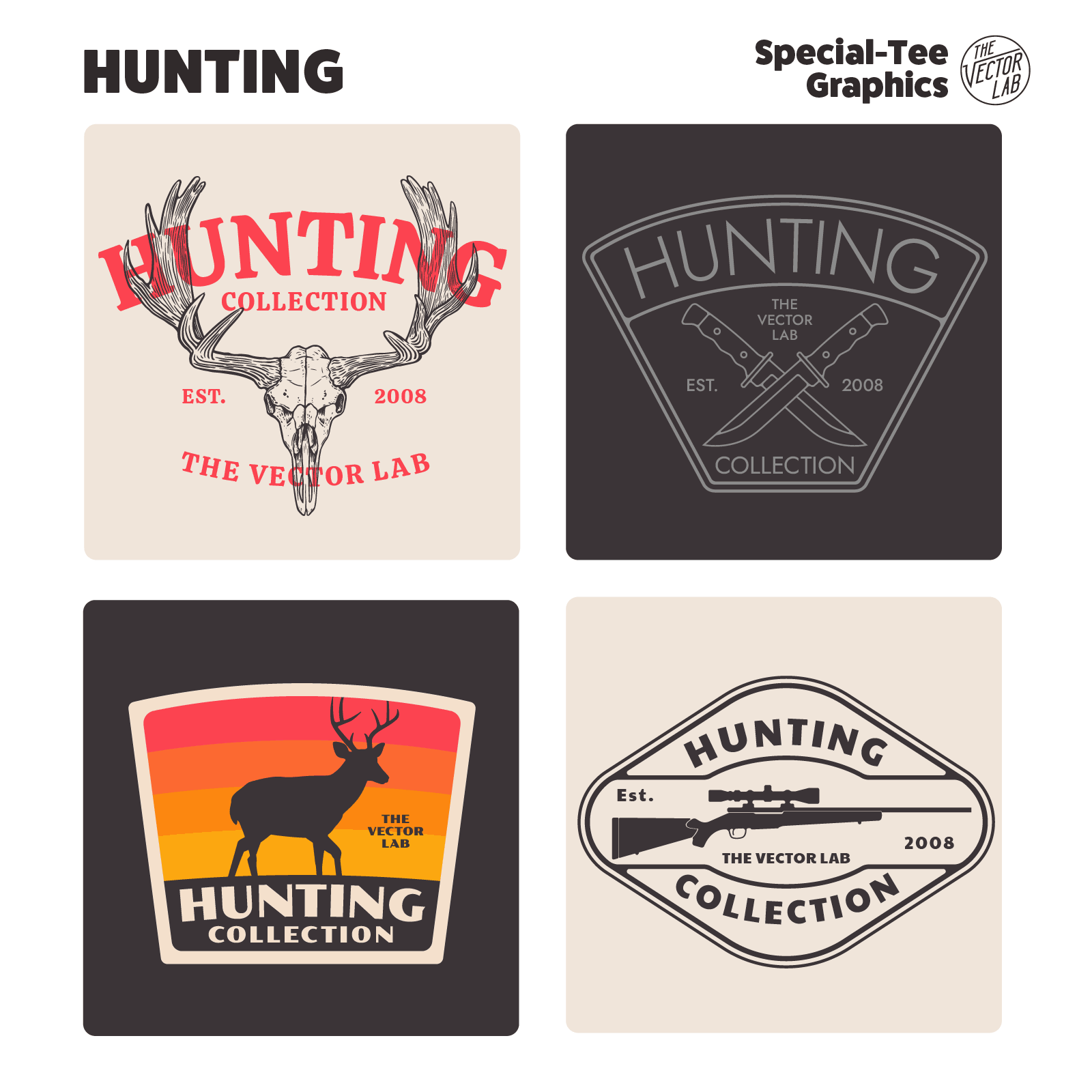 Hunting graphic logo templates for Adobe Affinity Corel