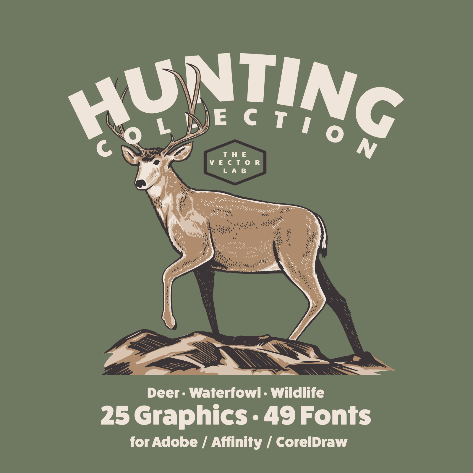 Deer Hunting graphic logo templates for Adobe Affinity Corel
