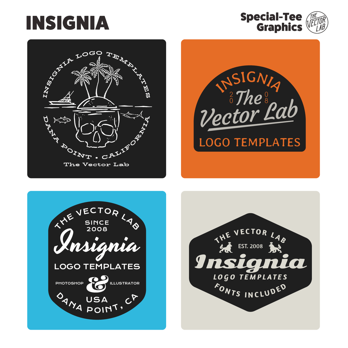 Insignia graphic logo templates for Adobe Affinity Corel