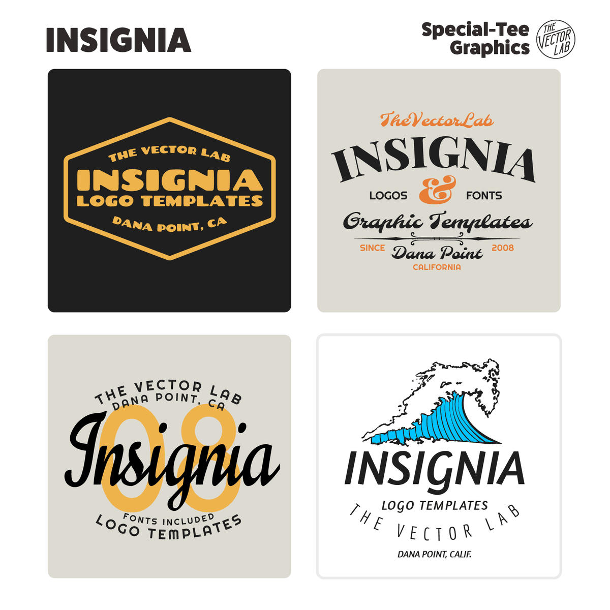 Insignia graphic logo templates for Adobe Affinity Corel