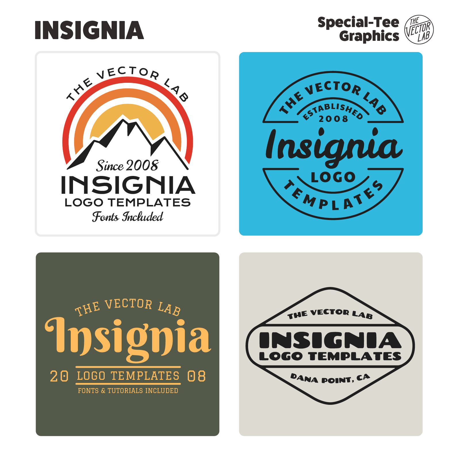 Insignia graphic logo templates for Adobe Affinity Corel