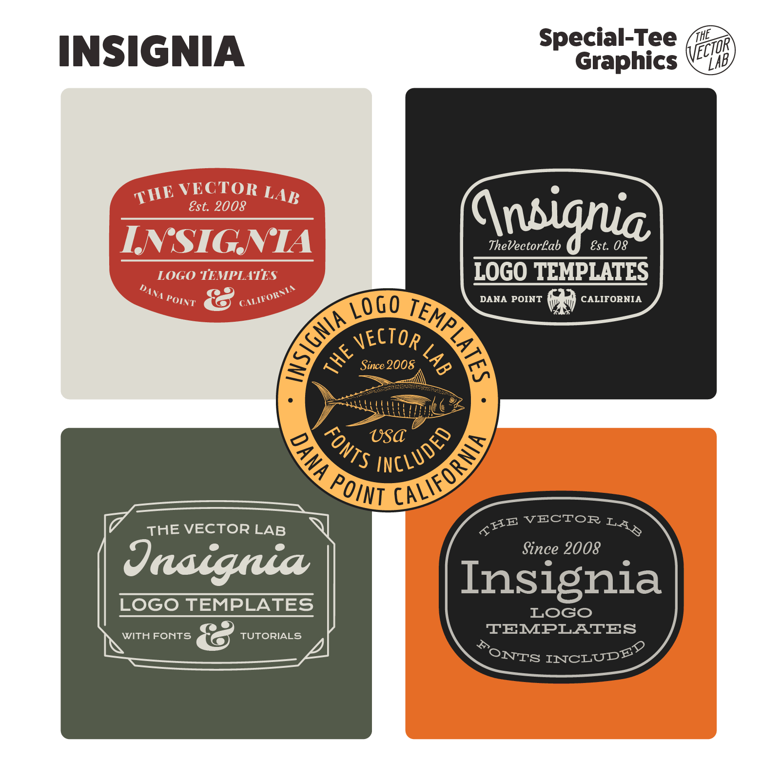 Insignia graphic logo templates for Adobe Affinity Corel