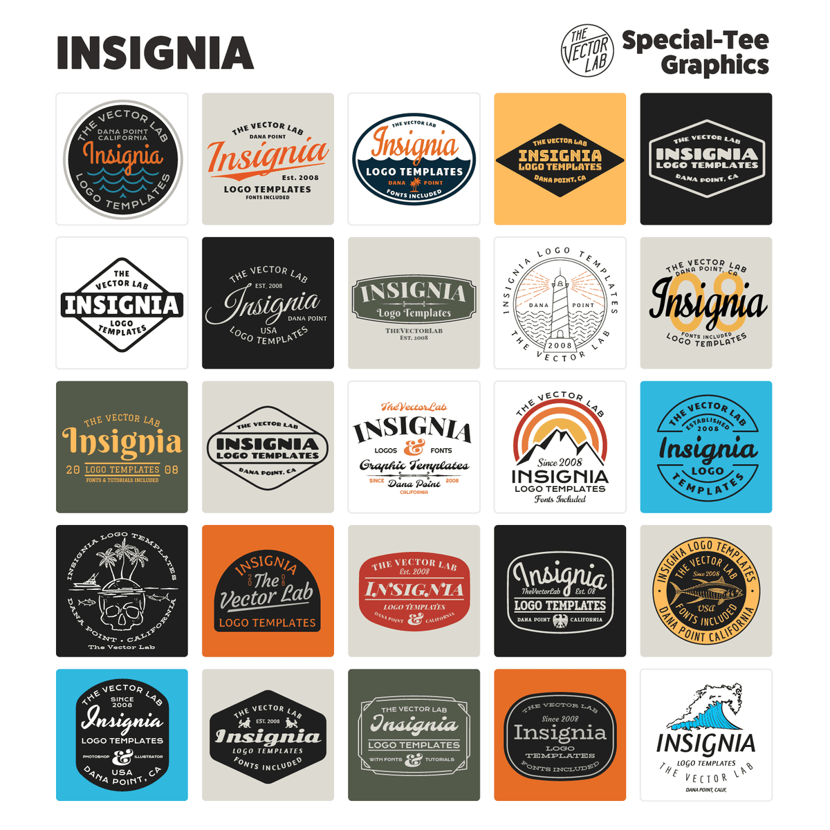 Insignia graphic logo templates for Adobe Affinity Corel