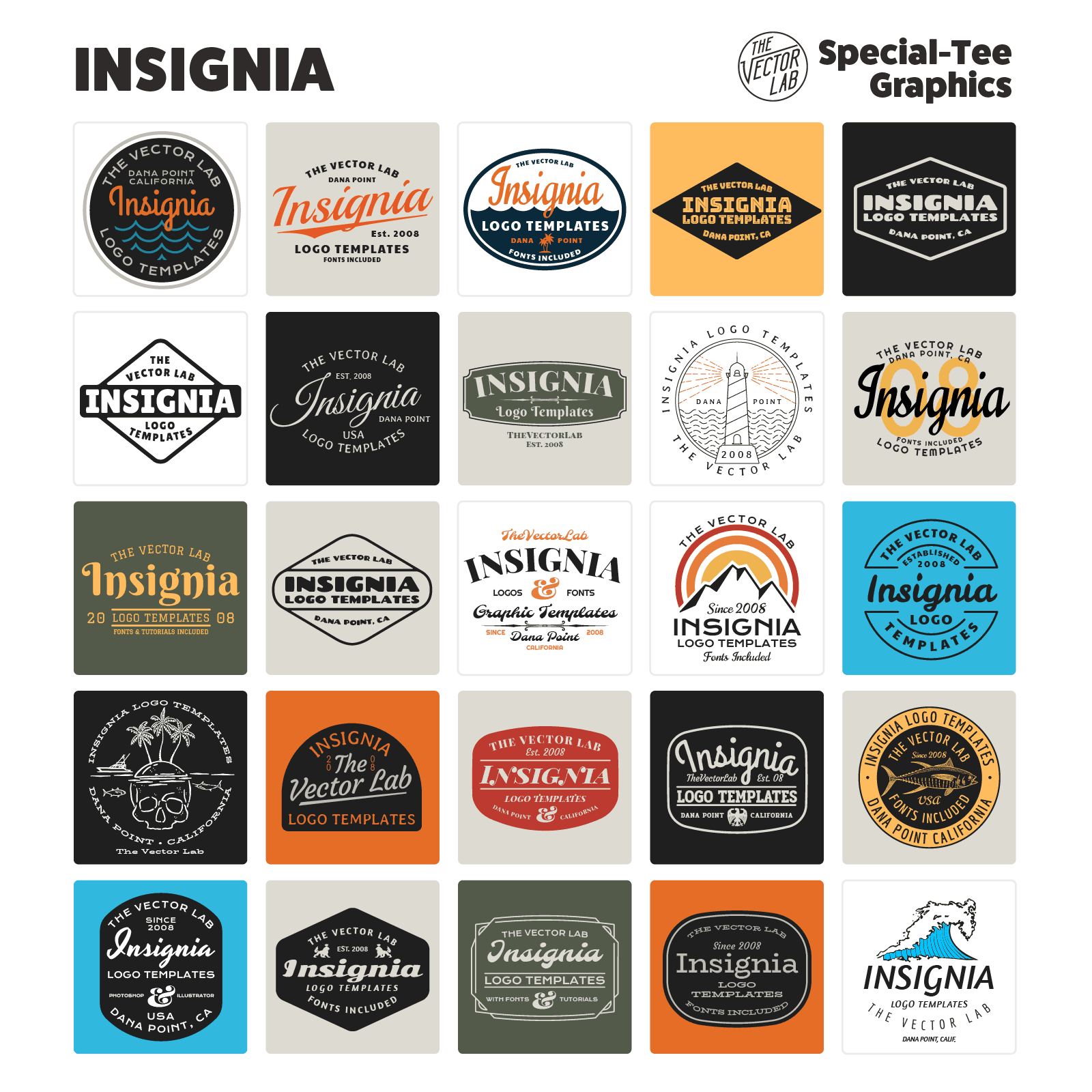 Insignia graphic logo templates for Adobe Affinity Corel