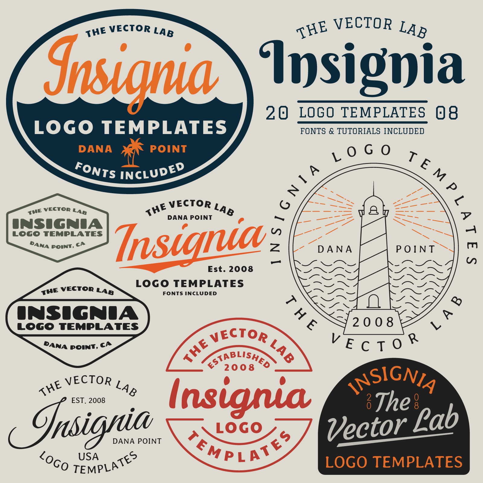 Insignia graphic logo templates for Adobe Affinity Corel