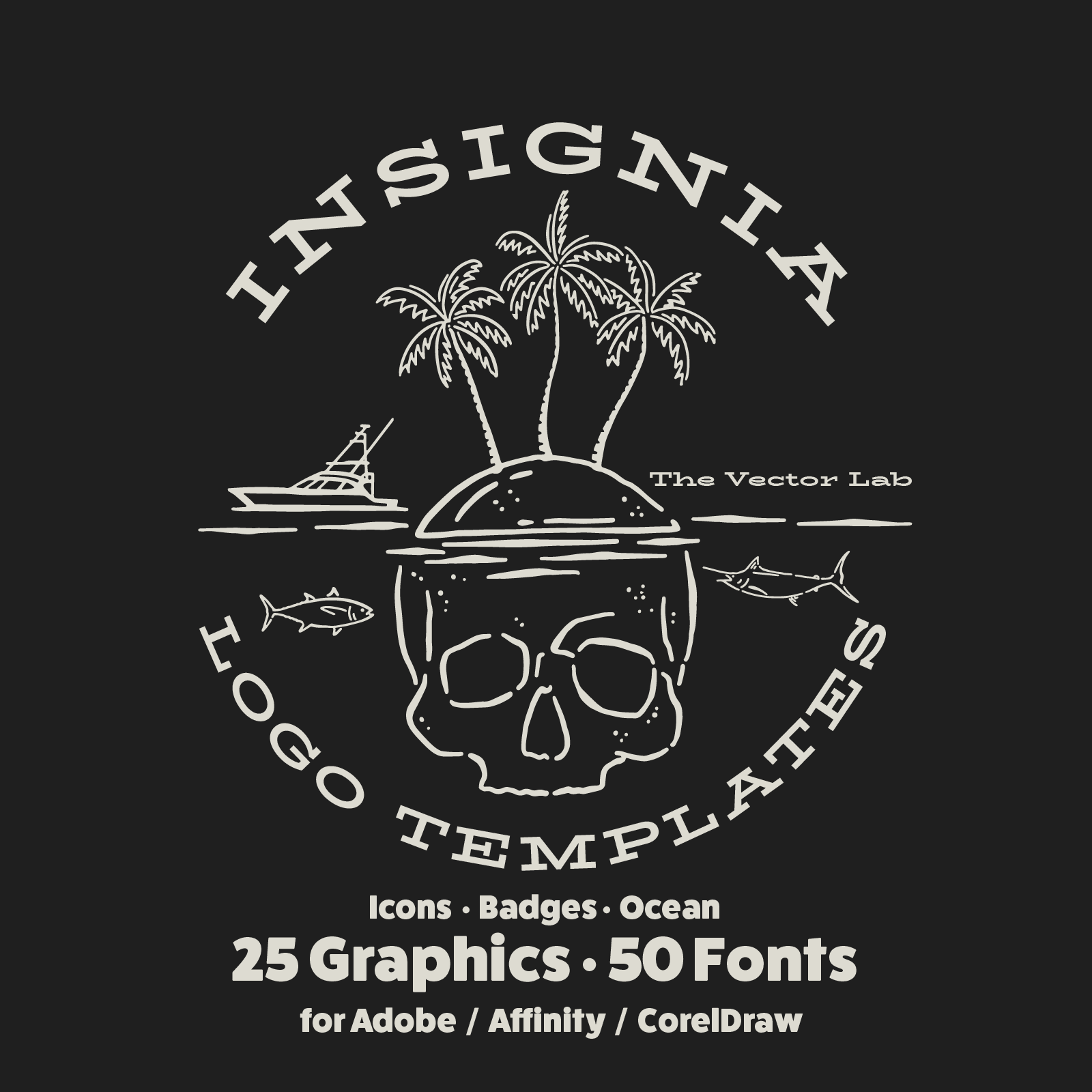 Insignia graphic logo templates for Adobe Affinity Corel