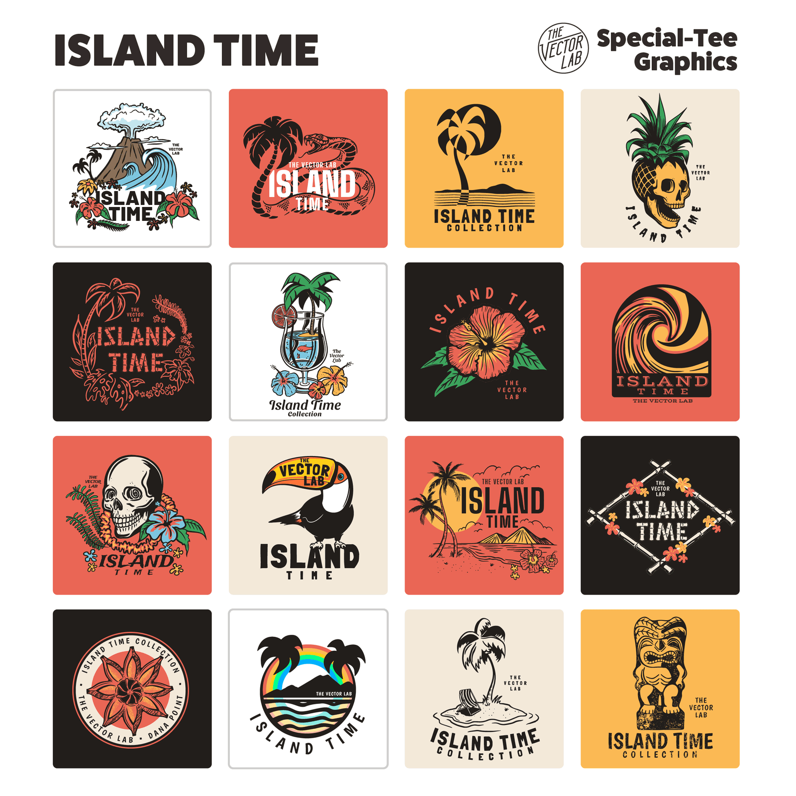 Island Time Tropical Graphics Logos Fonts