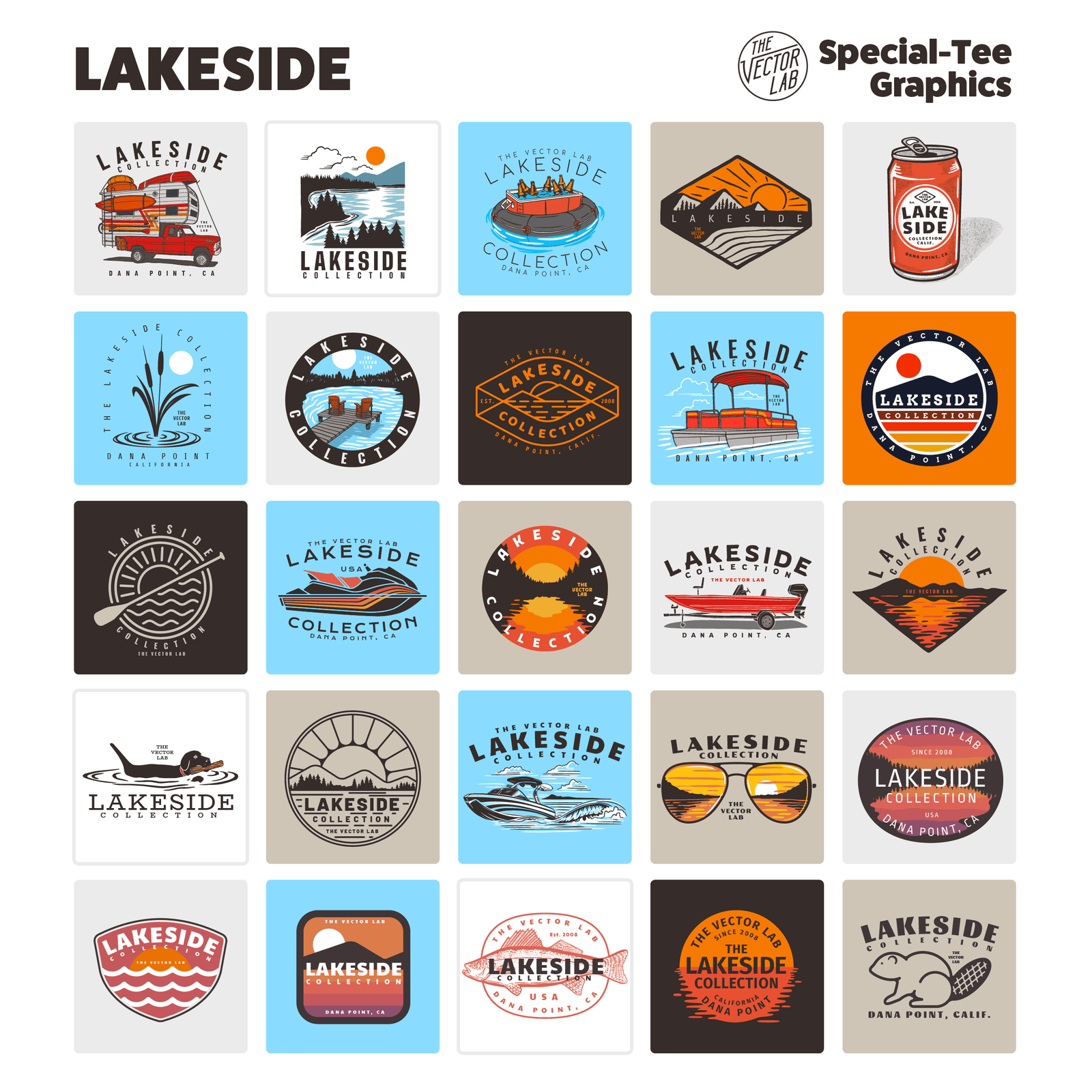 Lakeside graphic & logo templates for  Adobe, Affinity, CorelDraw