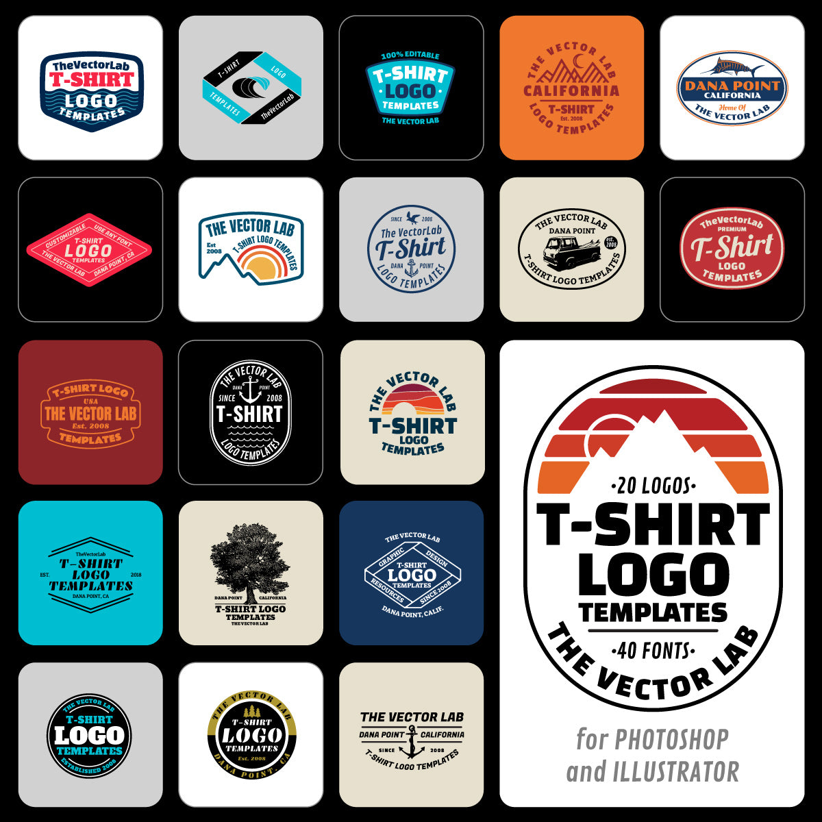 T-Shirt Logo Templates for Photoshop and Illustrator