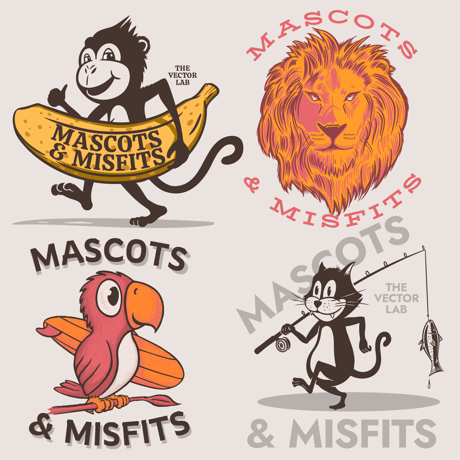 Mascots & Misfits Graphic Logo Templates for Adobe Affinity CorelDraw