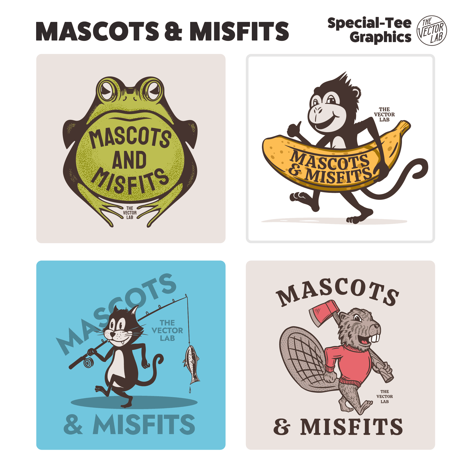 Mascots & Misfits Graphic Logo Templates for Adobe Affinity CorelDraw