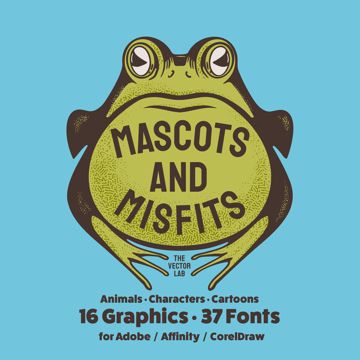 Frog - Mascots &amp; Misfits Graphic Logo Templates for Adobe Affinity CorelDraw