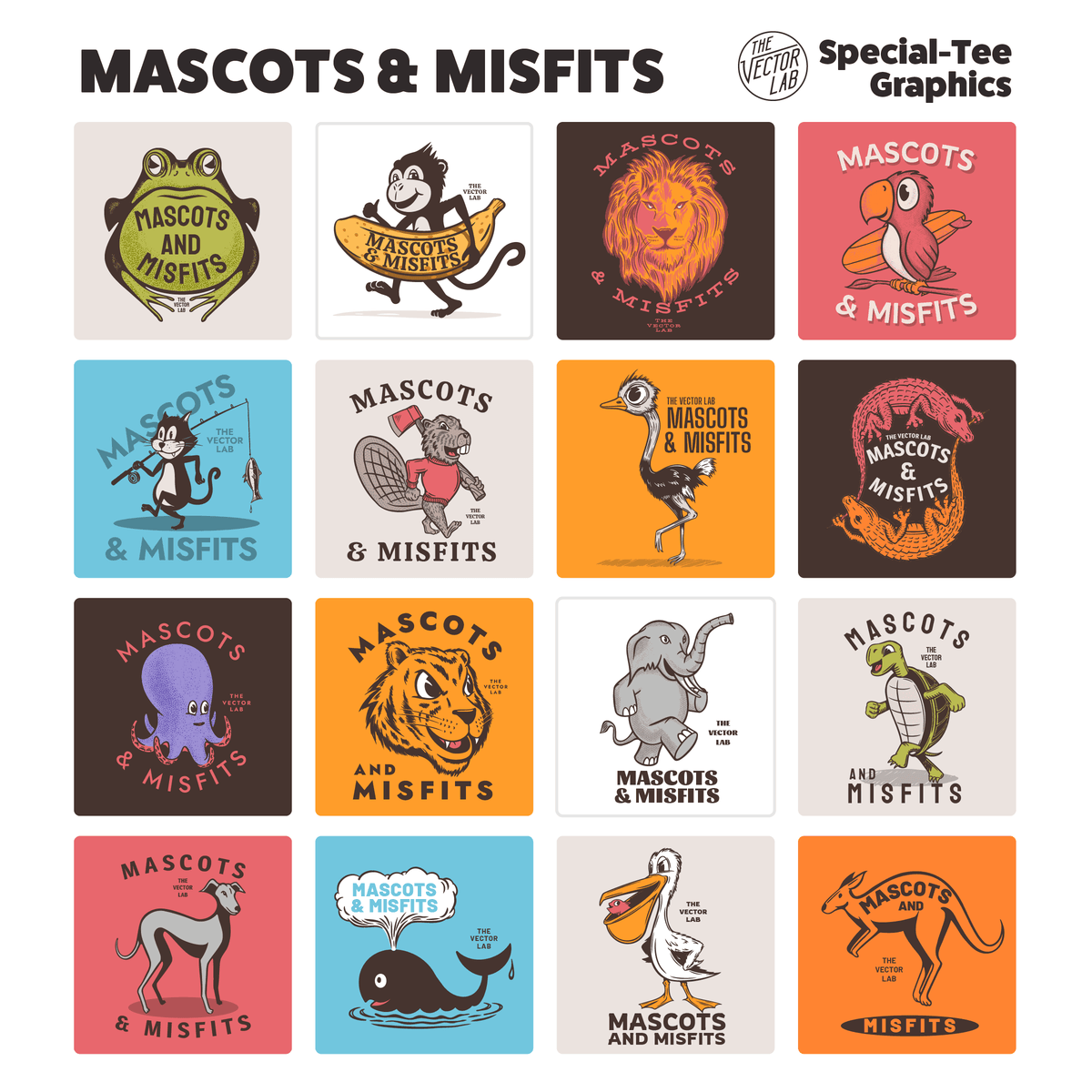 Mascots & Misfits Graphic Logo Templates for Adobe Affinity CorelDraw