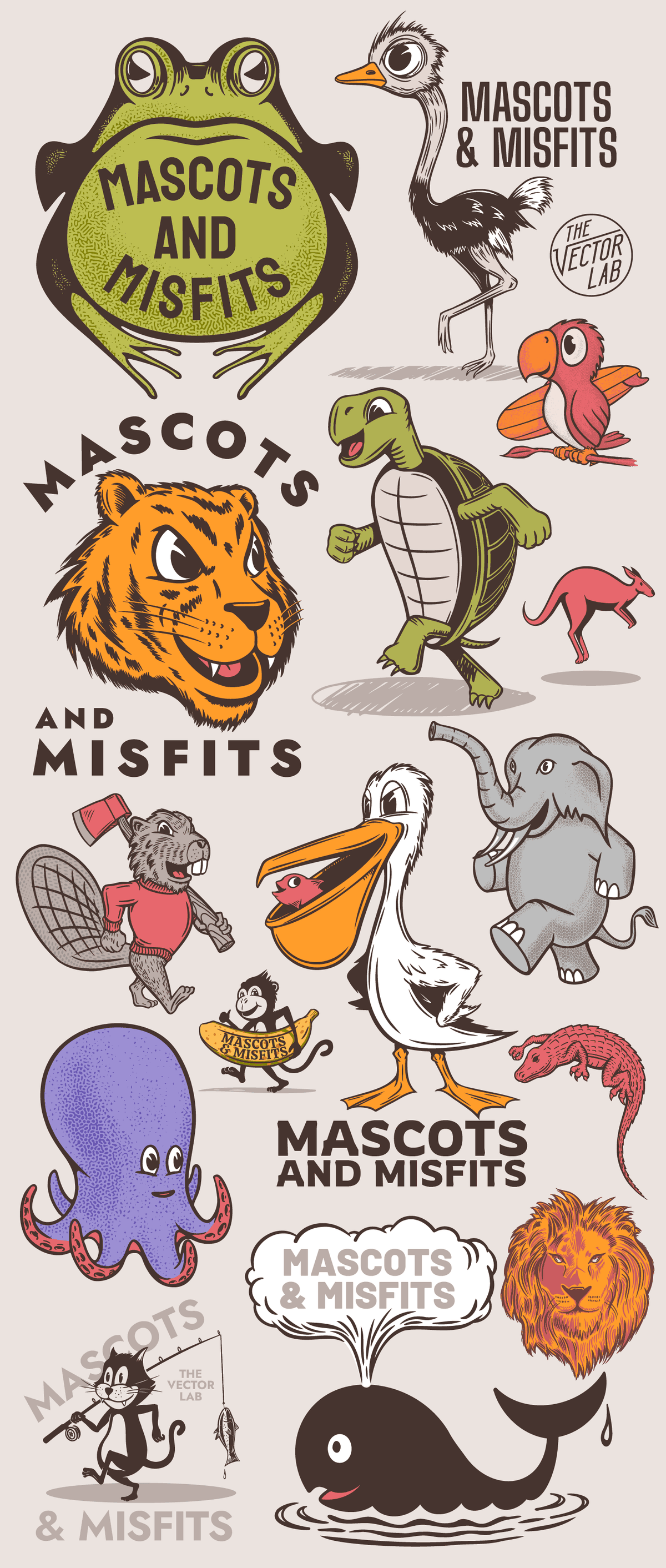 Mascots & Misfits Graphic Logo Templates for Adobe Affinity CorelDraw