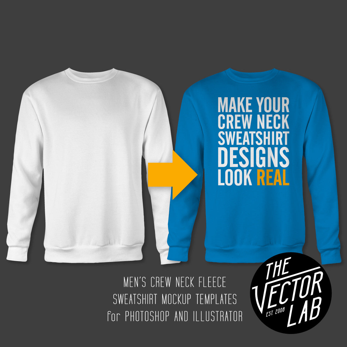 Men's Crew Neck Mockup Templates Photoshop & Illustrator