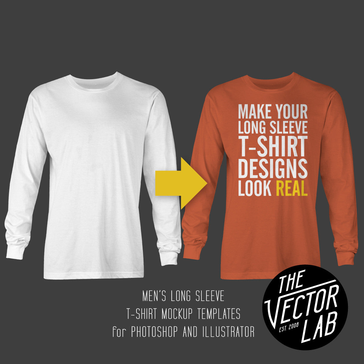 Men's Long Sleeve Mockup Templates Photoshop & Illustrator