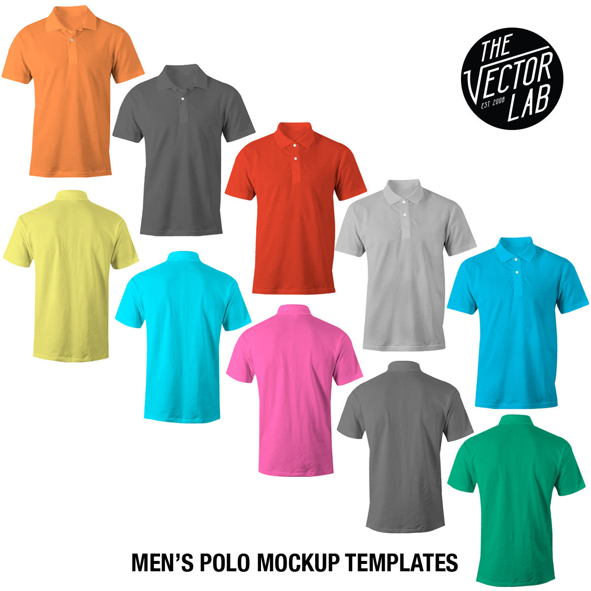 Men's Polo Mockup Templates - Photoshop PSD and Adobe Illustrator