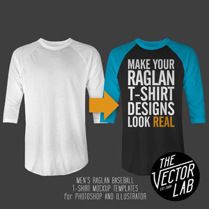 Men's Raglan Shirt Mockup Templates Photoshop & Illustrator