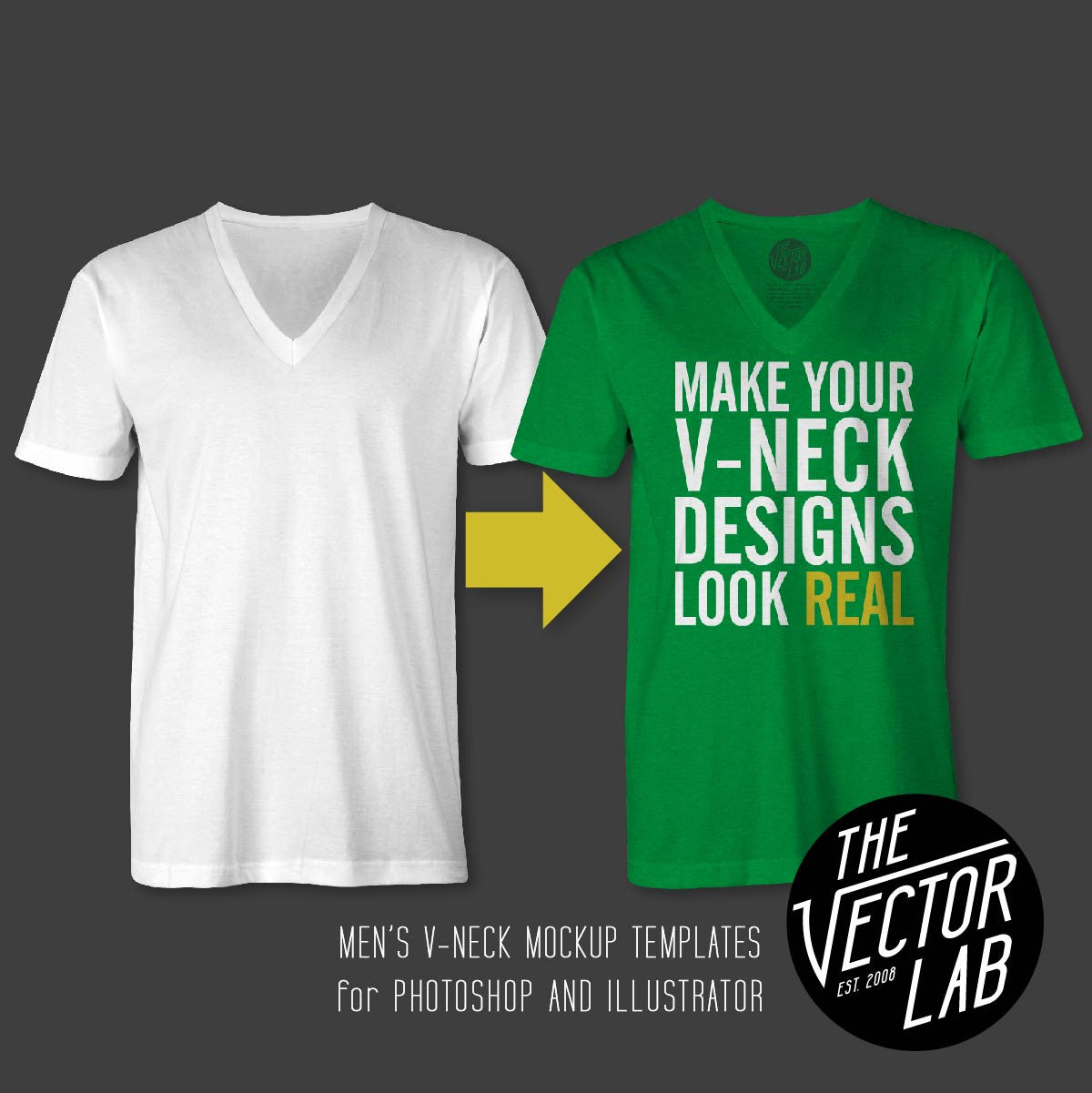 Men's V-Neck Mockup Templates Photoshop & Illustrator